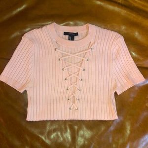 Plunging lace-up top